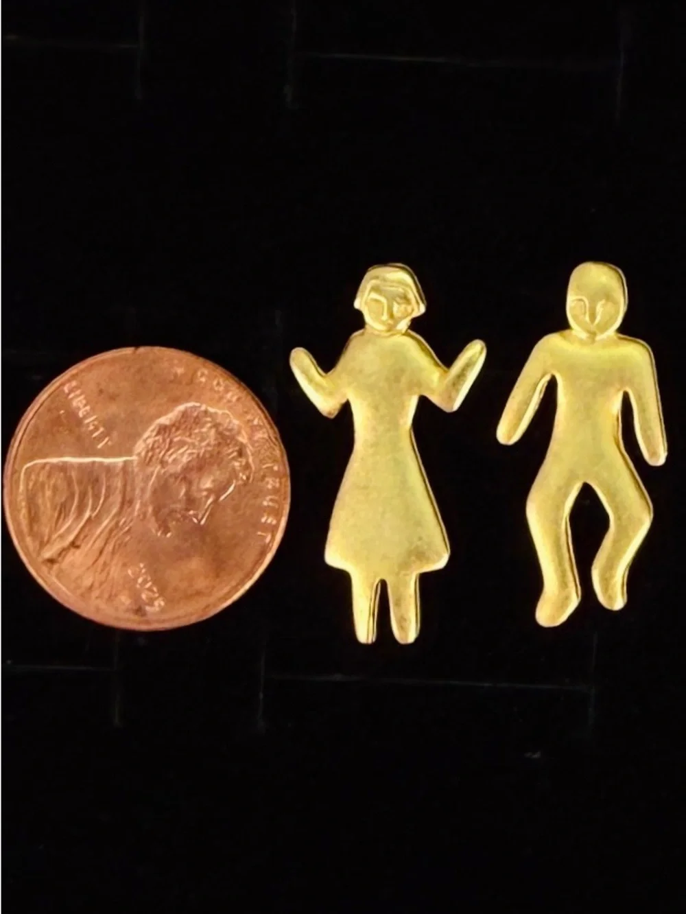 Vintage Goldtone Dancing Figure Post Earring signed  JJ 1988